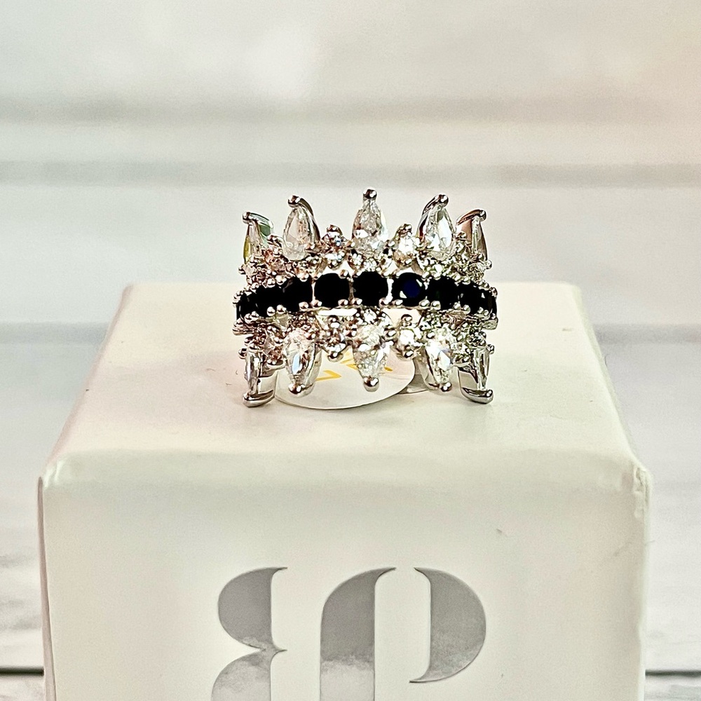 Exquisite Silver and Black Women's Ring